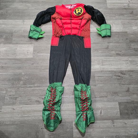 Rubies DC Comics Batman Deluxe Robin Muscle Chest Halloween Costume Kid Dress Up - Picture 2 of 13